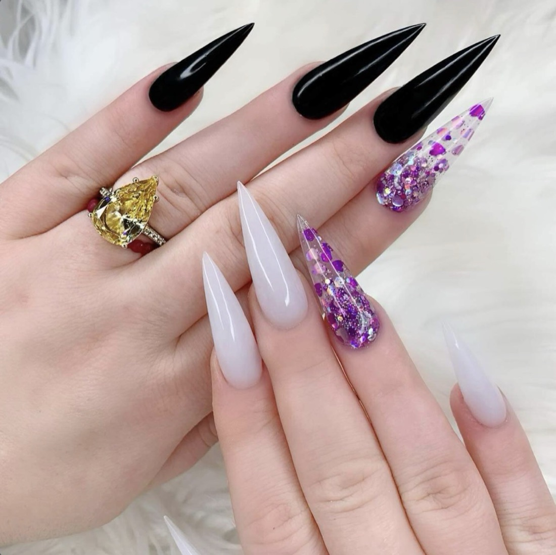Glitter Nail Design Stiletto Shape