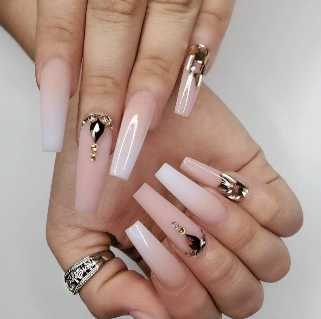 Ombré 3D Nail Design Coffin Shape